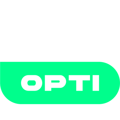 HD OPTI logo in white and bright green